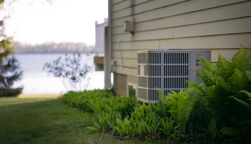 Heat pump outside home