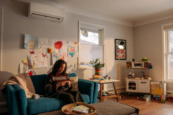 Person sitting in room 