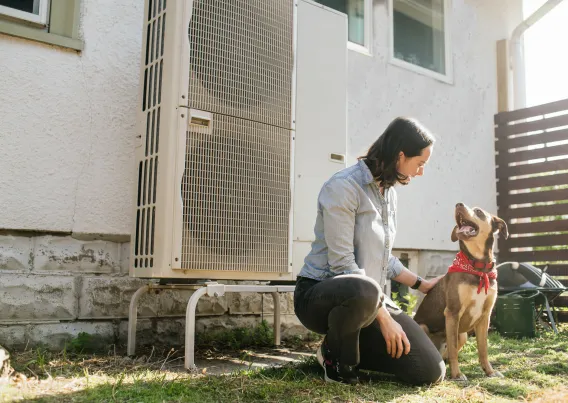 Heat pump with family and dog
