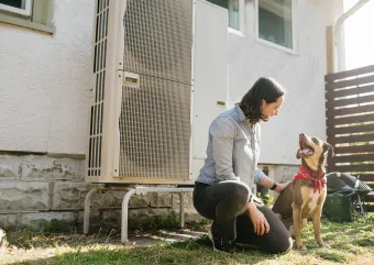 Heat pump with family and dog