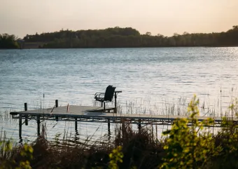 lake with a dock