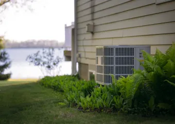 Heat pump outside home