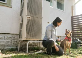 Heat pump with family and dog