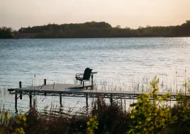 lake with a dock